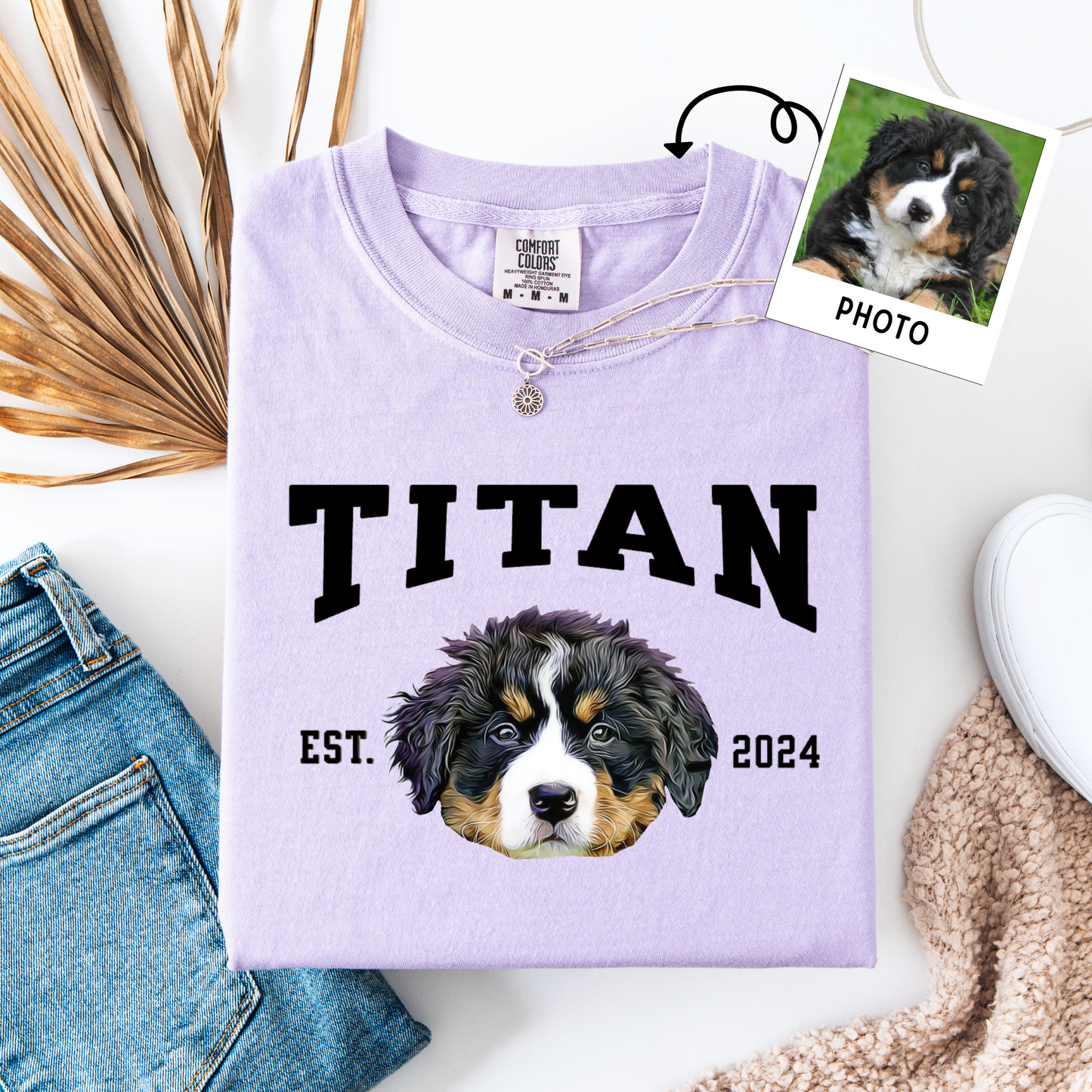 Custom Pet Photo Shirt – Retro Comfort Colors Dog Shirt