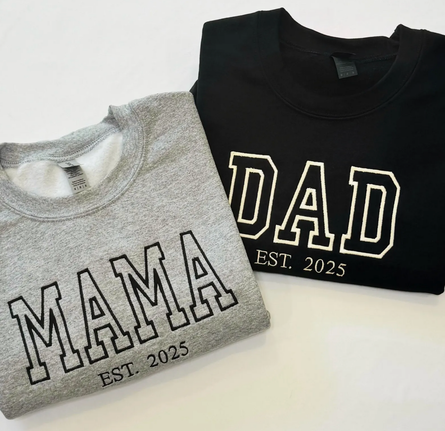 Custom Mom Dad Embroidered Sweatshirt with Kids Names on Sleeve