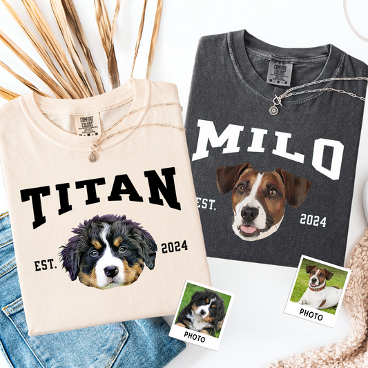 Custom Pet Photo Shirt – Retro Comfort Colors Dog Shirt
