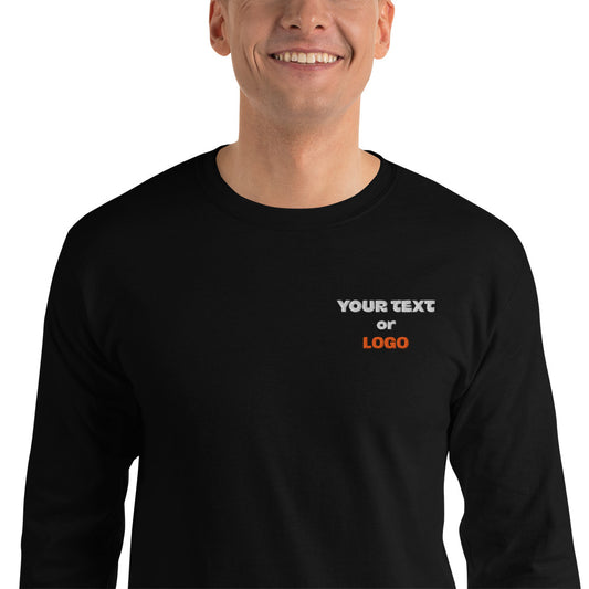 Custom Embroidered Long-Sleeve T-Shirt with Logo or Text